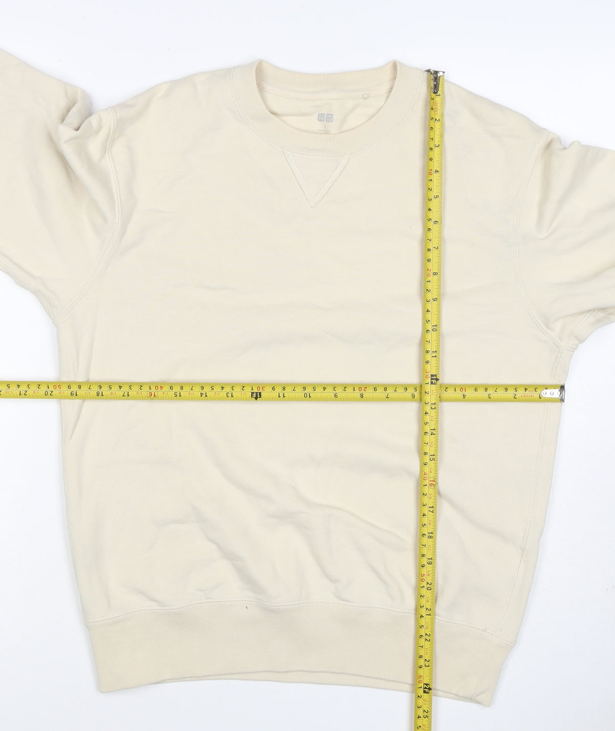 UNIQLO Men’s Beige M Crew Neck Pullover Cotton Sweatshirt Classic