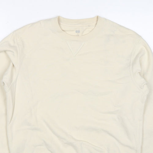 UNIQLO Men’s Beige M Crew Neck Pullover Cotton Sweatshirt Classic