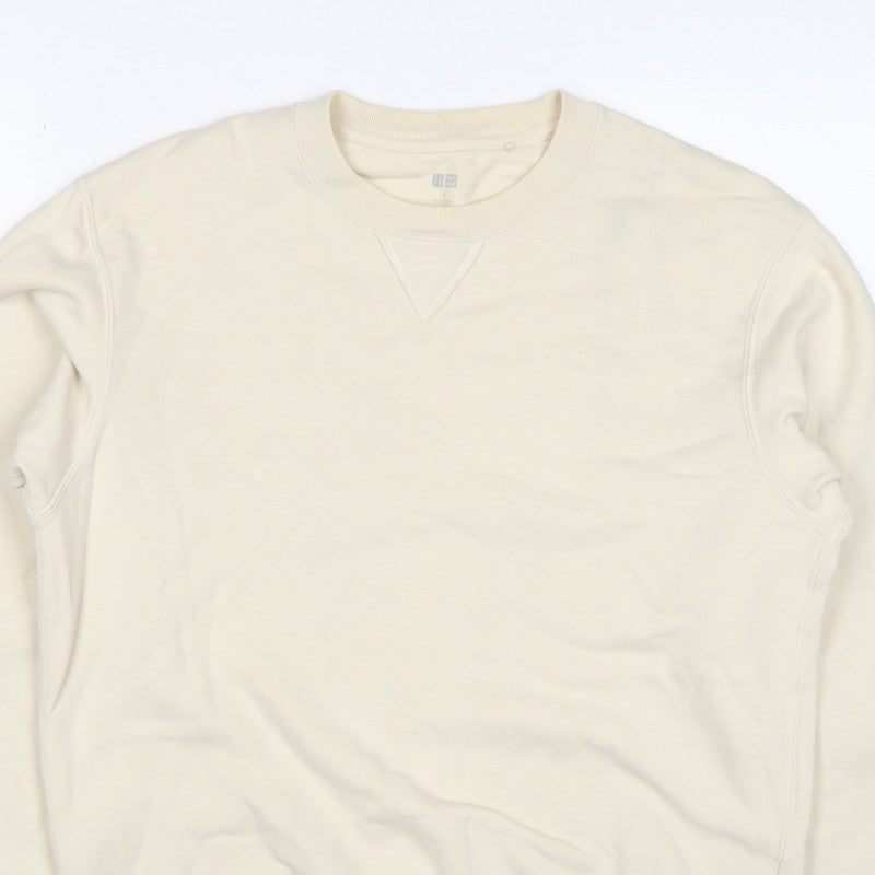 UNIQLO Men’s Beige M Crew Neck Pullover Cotton Sweatshirt Classic