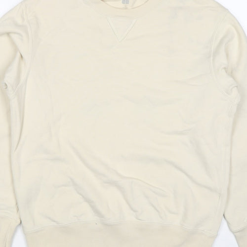 UNIQLO Men’s Beige M Crew Neck Pullover Cotton Sweatshirt Classic