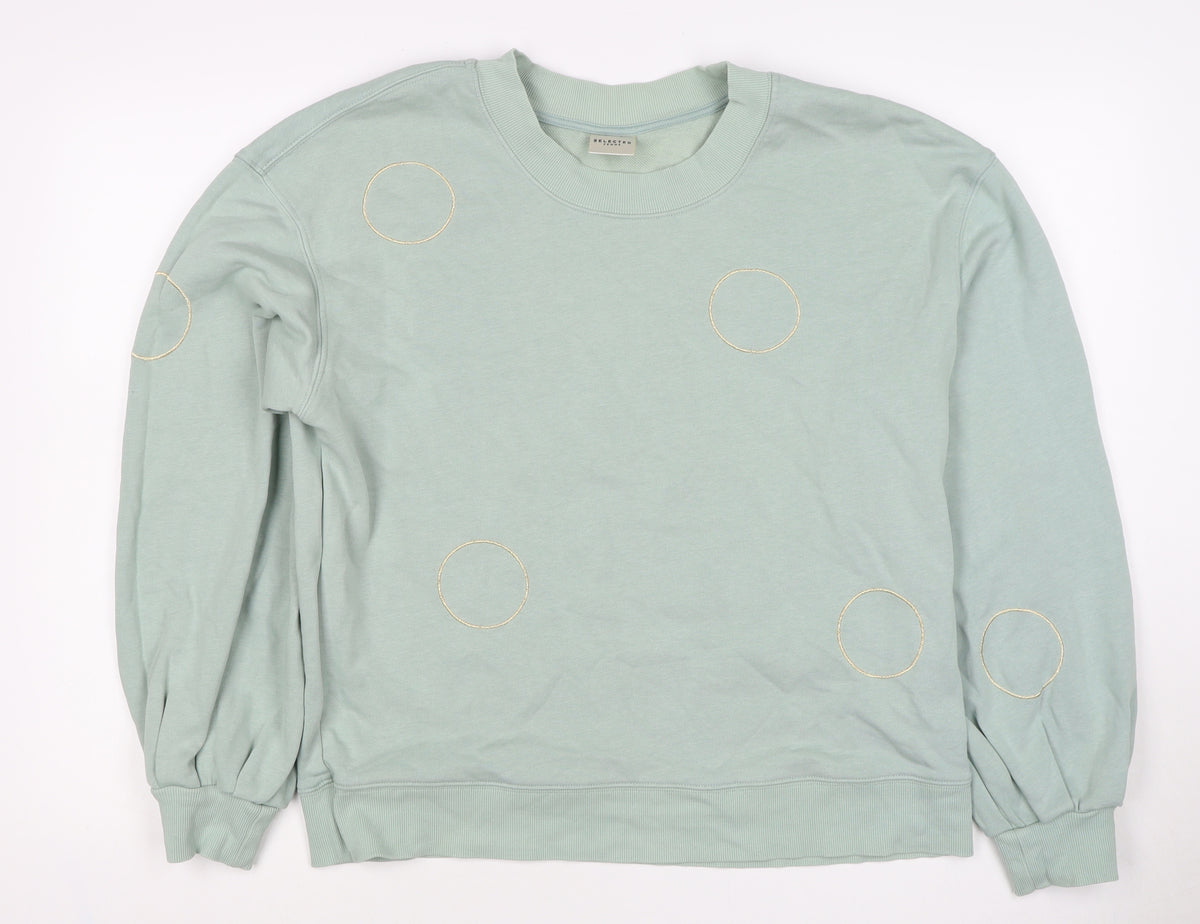Selected Femme Unisex Green L Embroidered Circle Pullover Sweatshirt