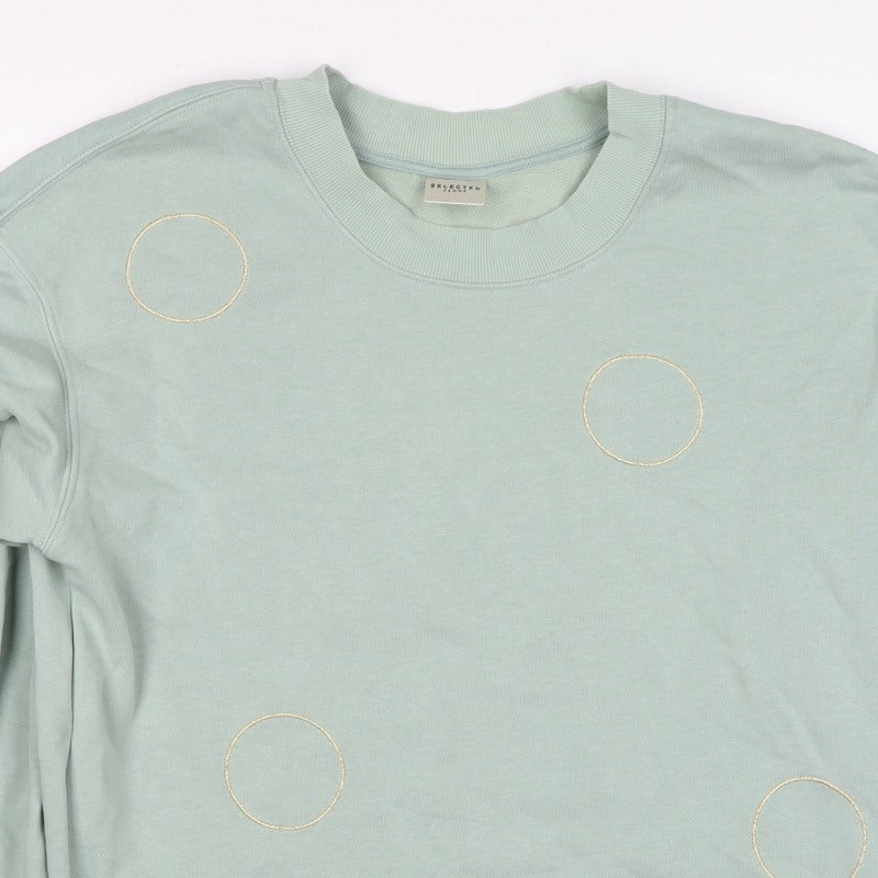 Selected Femme Unisex Green L Embroidered Circle Pullover Sweatshirt