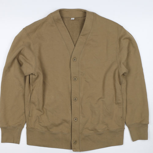 UNIQLO Men’s Brown M Button V-Neck Cardigan Sweatshirt Pockets