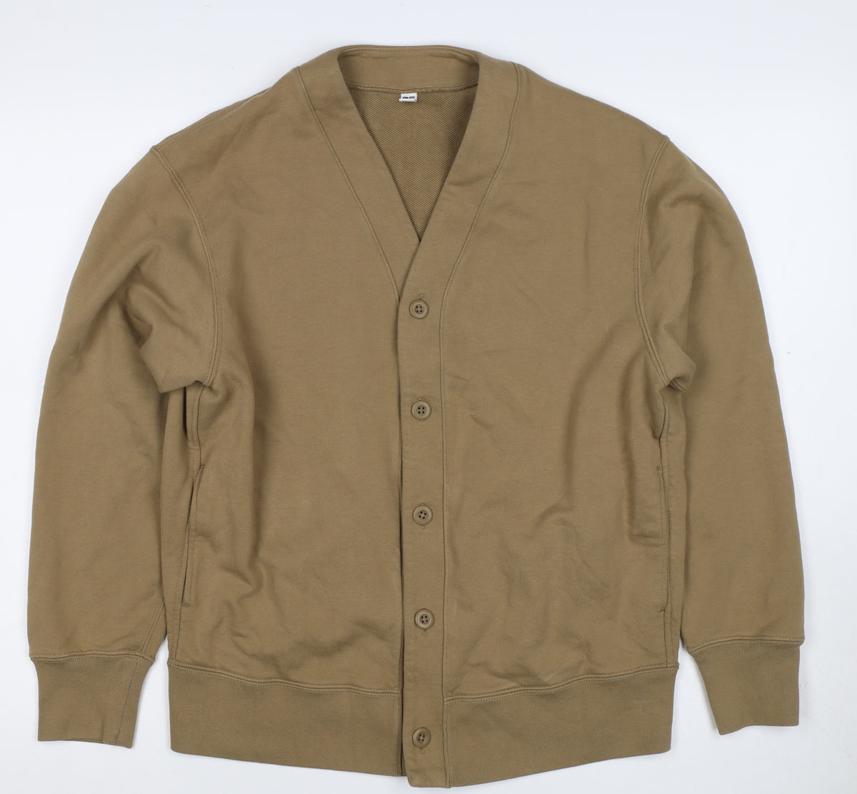 UNIQLO Men’s Brown M Button V-Neck Cardigan Sweatshirt Pockets