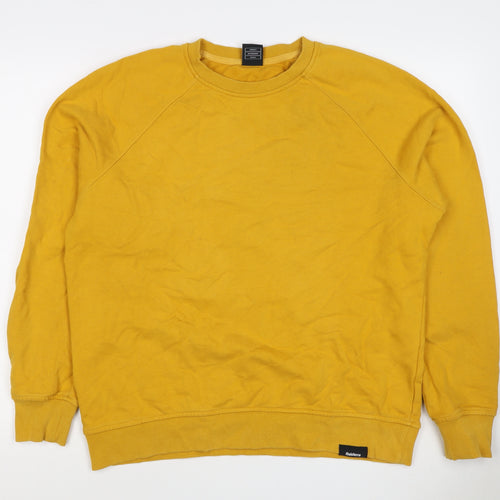 Finisterre Men’s Yellow L Crew Neck Pullover Cotton Sweatshirt
