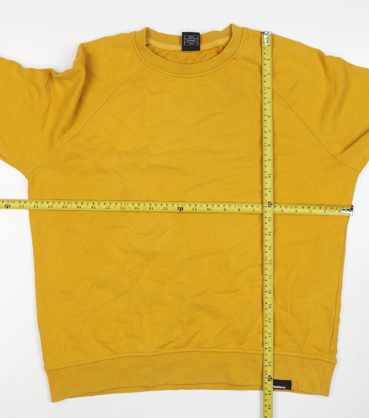 Finisterre Men’s Yellow L Crew Neck Pullover Cotton Sweatshirt