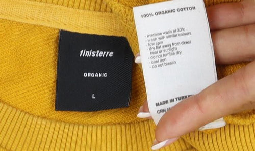 Finisterre Men’s Yellow L Crew Neck Pullover Cotton Sweatshirt