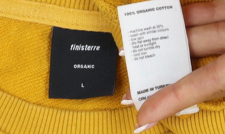 Finisterre Men’s Yellow L Crew Neck Pullover Cotton Sweatshirt