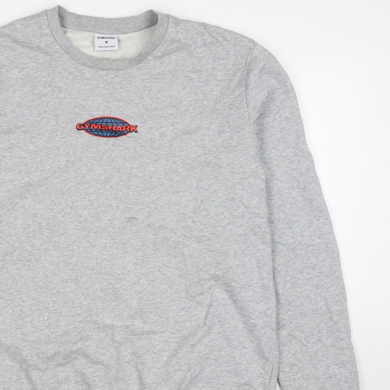 Gymshark Men Grey M Pullover Crew Neck Graphic Print Sweatshirt