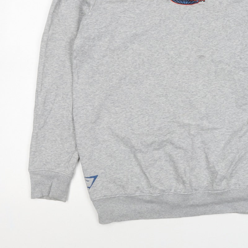 Gymshark Men Grey M Pullover Crew Neck Graphic Print Sweatshirt