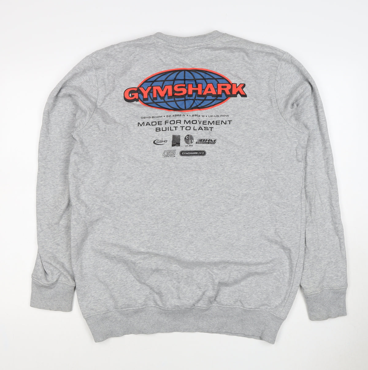 Gymshark Men Grey M Pullover Crew Neck Graphic Print Sweatshirt