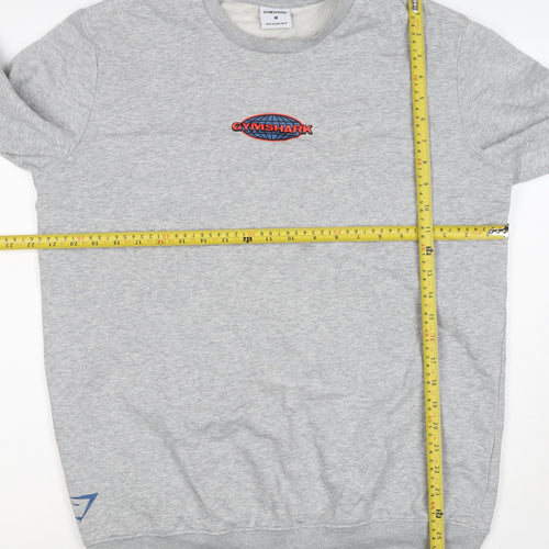 Gymshark Men Grey M Pullover Crew Neck Graphic Print Sweatshirt