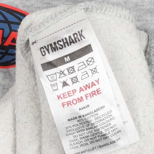 Gymshark Men Grey M Pullover Crew Neck Graphic Print Sweatshirt