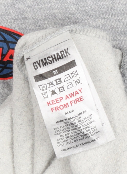 Gymshark Men Grey M Pullover Crew Neck Graphic Print Sweatshirt