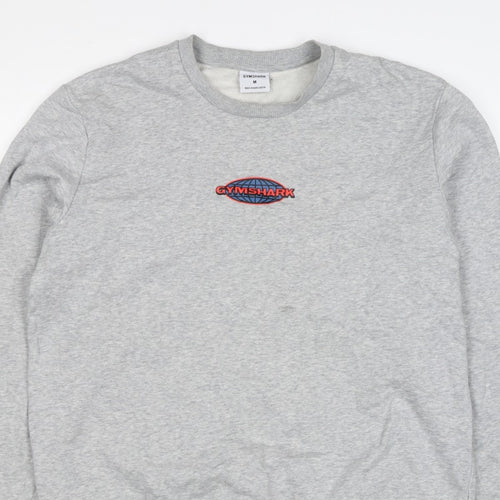 Gymshark Men Grey M Pullover Crew Neck Graphic Print Sweatshirt