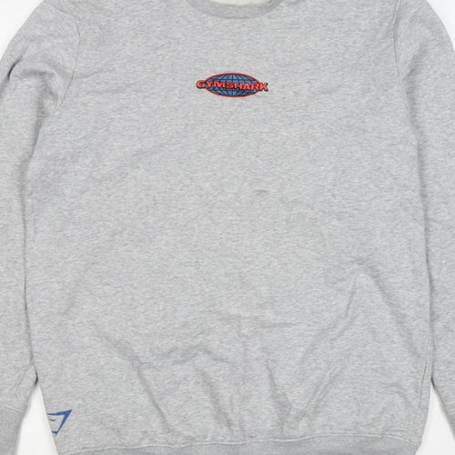Gymshark Men Grey M Pullover Crew Neck Graphic Print Sweatshirt