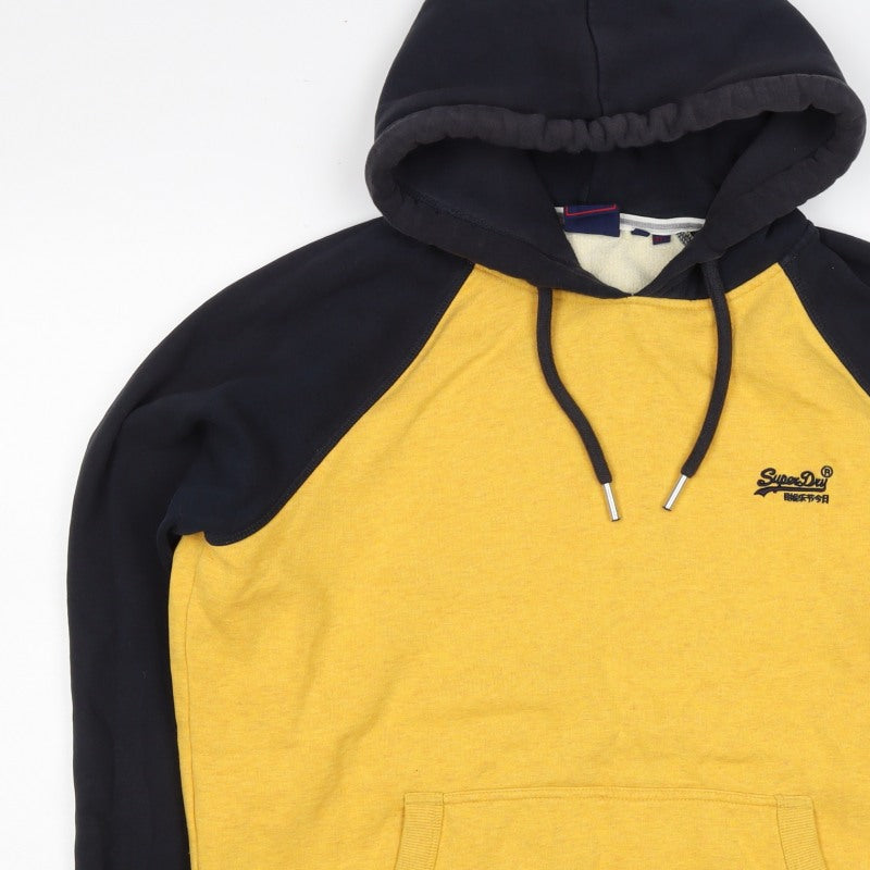 Superdry Men’s Yellow Black 2XL Pullover Logo Hooded Hoodie