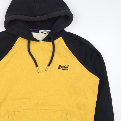 Superdry Men’s Yellow Black 2XL Pullover Logo Hooded Hoodie
