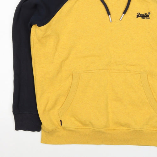 Superdry Men’s Yellow Black 2XL Pullover Logo Hooded Hoodie