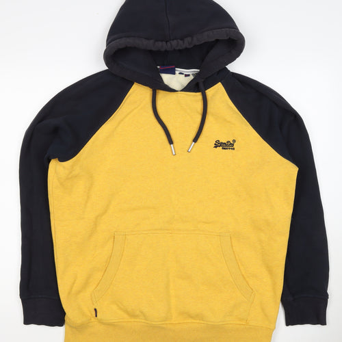 Superdry Men’s Yellow Black 2XL Pullover Logo Hooded Hoodie