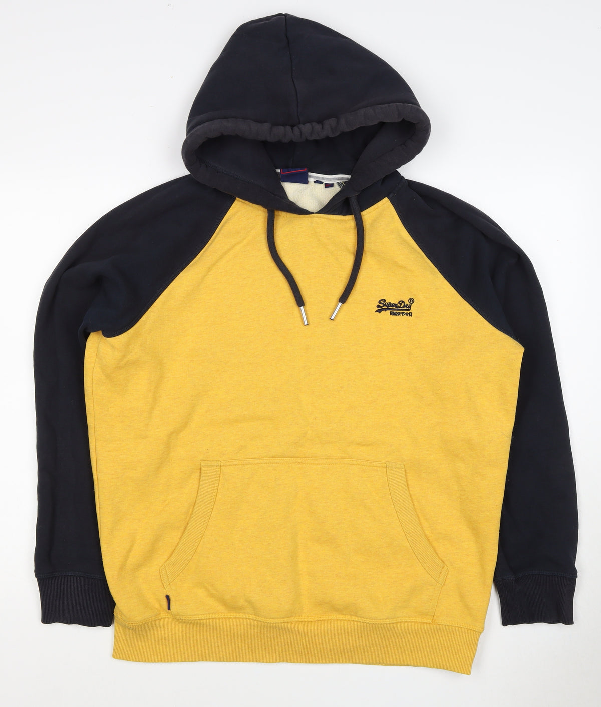 Superdry Men’s Yellow Black 2XL Pullover Logo Hooded Hoodie
