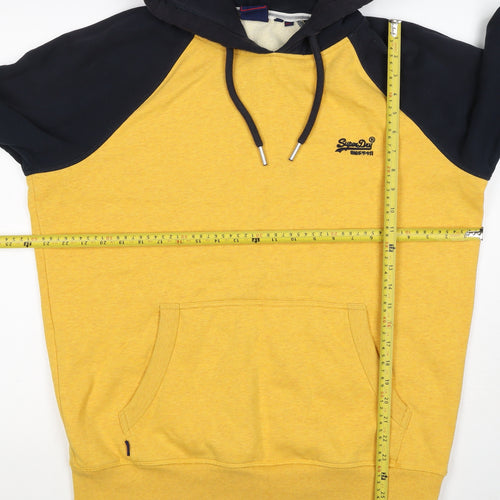 Superdry Men’s Yellow Black 2XL Pullover Logo Hooded Hoodie