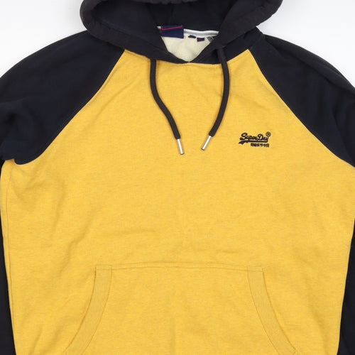 Superdry Men’s Yellow Black 2XL Pullover Logo Hooded Hoodie
