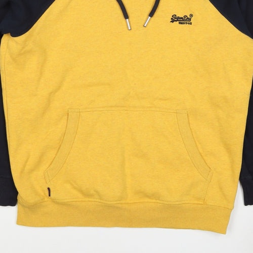 Superdry Men’s Yellow Black 2XL Pullover Logo Hooded Hoodie