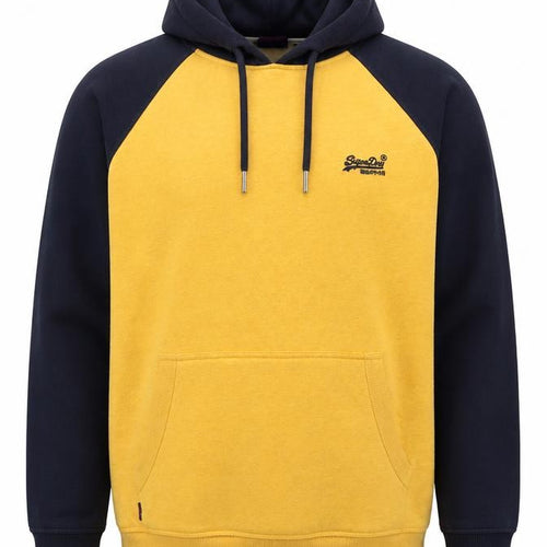 Superdry Men’s Yellow Black 2XL Pullover Logo Hooded Hoodie