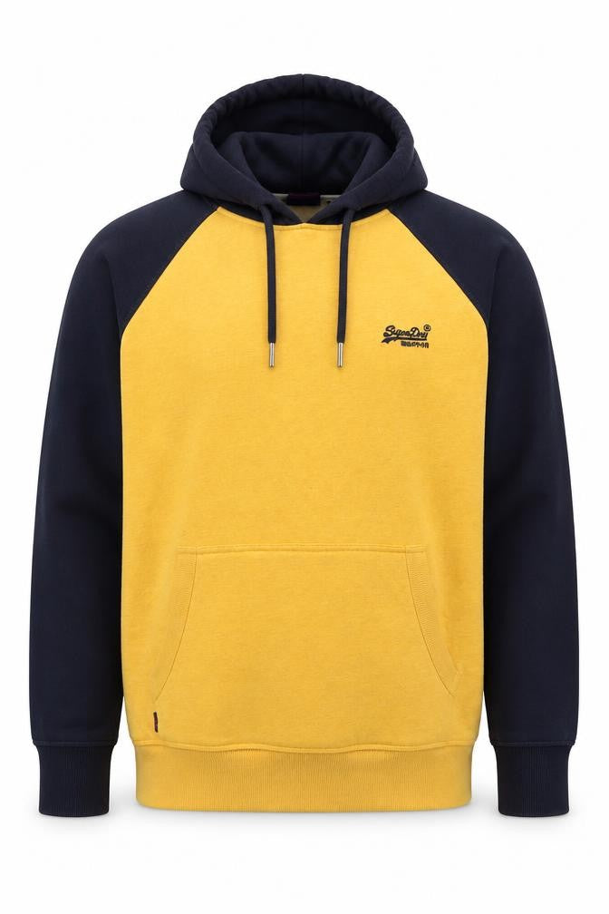 Superdry Men’s Yellow Black 2XL Pullover Logo Hooded Hoodie