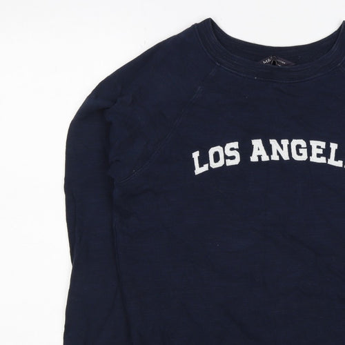M&S Women’s Navy Los Angeles Cotton Raglan Sweatshirt UK 10