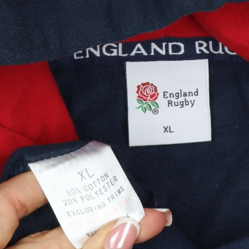 England Rugby Men's Blue XL Pullover Hoodie Embroidered Sports