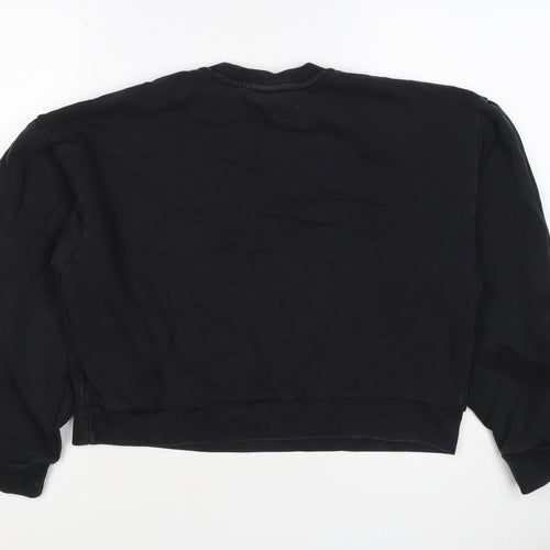 adidas Girls Black 9-10 Years Pullover Sweatshirt Trefoil Logo