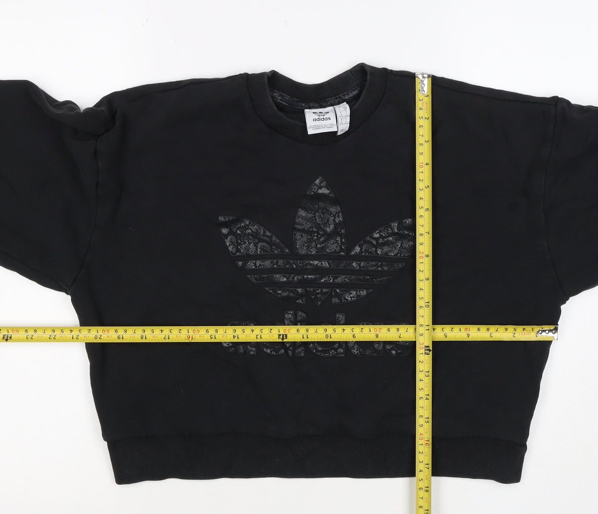 adidas Girls Black 9-10 Years Pullover Sweatshirt Trefoil Logo