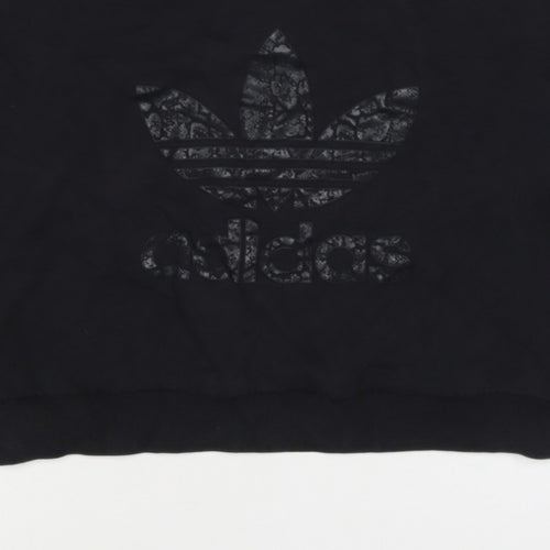 adidas Girls Black 9-10 Years Pullover Sweatshirt Trefoil Logo