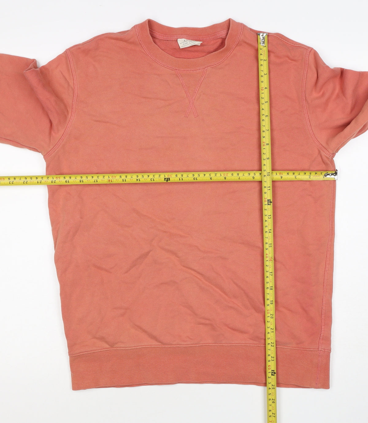 Marks and Spencer Men Orange M Pure Cotton Crew Neck Pullover Sweatshirt