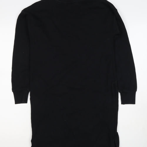 Next Women’s Black XS Jumper Dress Long Sleeve Crew Neck Side Slit