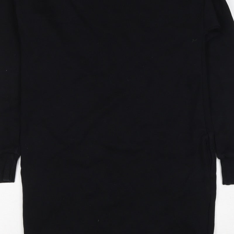 Next Women’s Black XS Jumper Dress Long Sleeve Crew Neck Side Slit