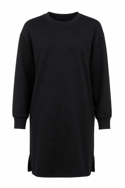 Front view of Next Women’s Black XS Jumper Dress Long Sleeve Crew Neck Side Slit