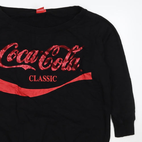Coca-Cola Women’s Black L Classic Sequin Logo Pullover Sweatshirt