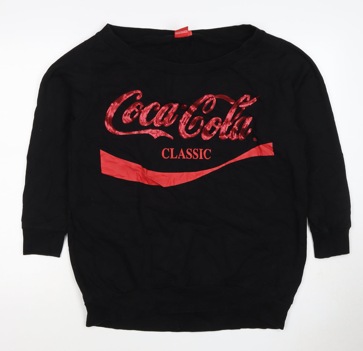 Coca-Cola Women’s Black L Classic Sequin Logo Pullover Sweatshirt