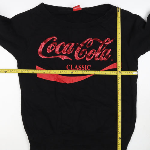 Coca-Cola Women’s Black L Classic Sequin Logo Pullover Sweatshirt