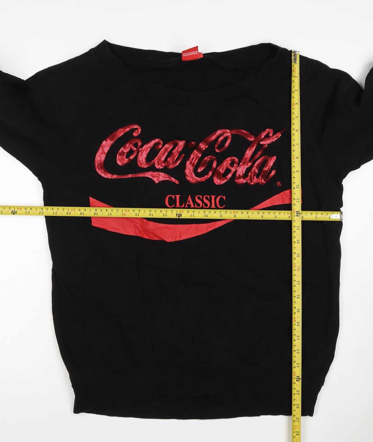 Coca-Cola Women’s Black L Classic Sequin Logo Pullover Sweatshirt