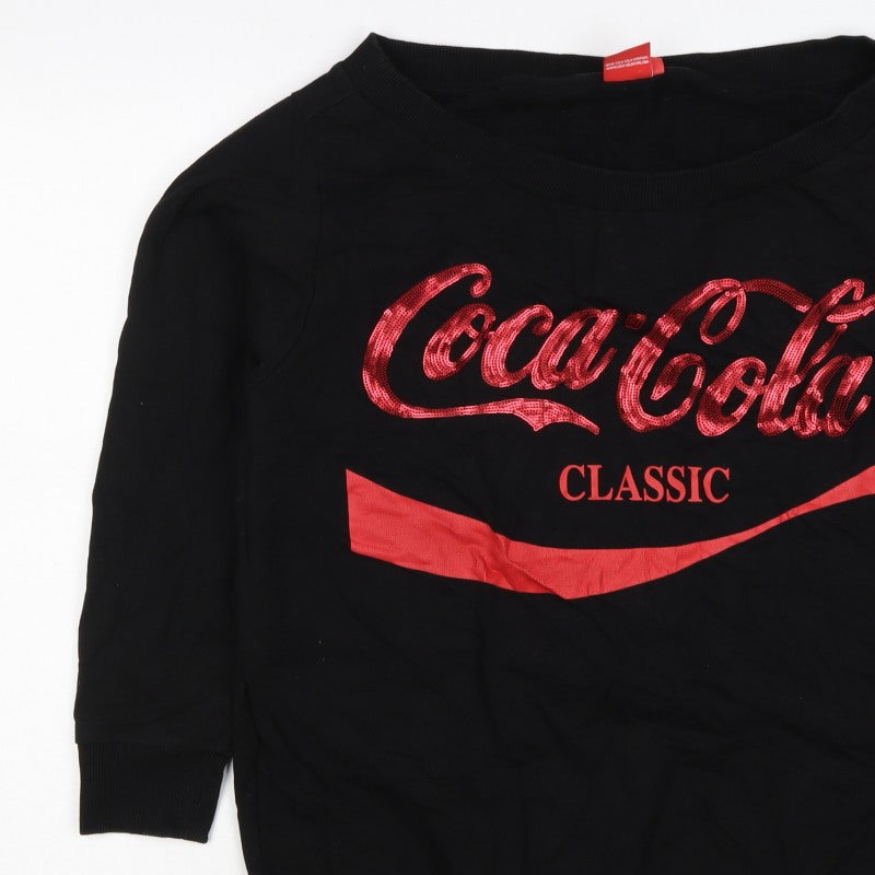 Coca-Cola Women’s Black L Classic Sequin Logo Pullover Sweatshirt