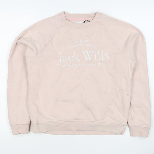 Jack Wills Women’s Pink UK 8 Logo Crew Neck Pullover Sweatshirt