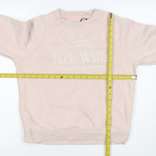 Jack Wills Women’s Pink UK 8 Logo Crew Neck Pullover Sweatshirt