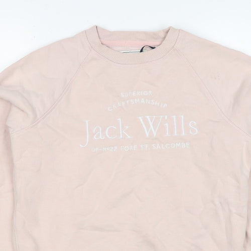Jack Wills Women’s Pink UK 8 Logo Crew Neck Pullover Sweatshirt