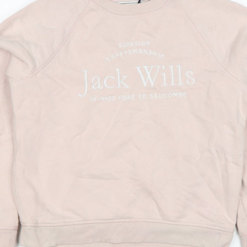 Jack Wills Women’s Pink UK 8 Logo Crew Neck Pullover Sweatshirt