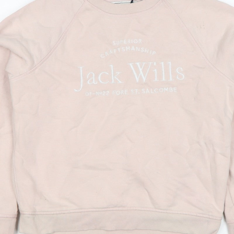 Jack Wills Women’s Pink UK 8 Logo Crew Neck Pullover Sweatshirt