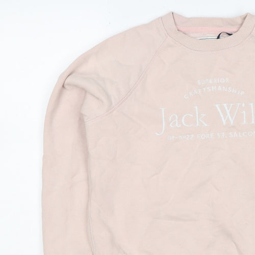 Jack Wills Women’s Pink UK 8 Logo Crew Neck Pullover Sweatshirt